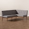 Baxton Studio Arvid Mid-Century Gray Upholstered 2-PC Wood Dining Corner Sofa Bench 155-9306 - alternate 5